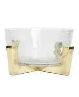 Classic Touch Hammered Glass Bowl on Block Base