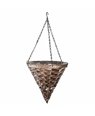 Gardener's Select Woven Plastic Wicker Hanging Basket, Coffee Wicker