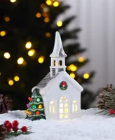 8" Nostalgic Ceramic Village Church Holiday Decor