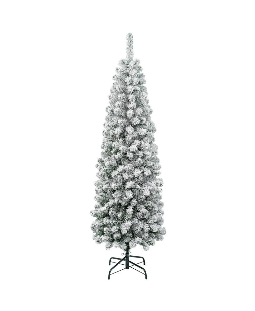 National Tree Company First Traditions 6' Acacia Pencil Slim Flocked Tree