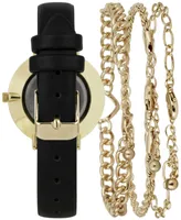 I.n.c. International Concepts Women's Black Strap Watch 38mm Gift Set, Created for Macy's