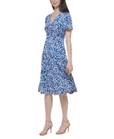 Jessica Howard Petite Printed V-Neck Twist-Front Dress