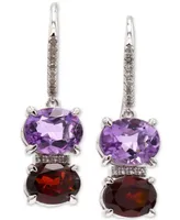 Pink Amethyst (3 ct. t.w.), Rhodolite Garnet (3 ct. t.w.) & White Topaz Accent Drop Earrings in Sterling Silver (Also in Multi-Blue Topaz)