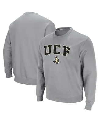 Men's Colosseum Heathered Gray Ucf Knights Arch & Logo Tackle Twill Pullover Sweatshirt