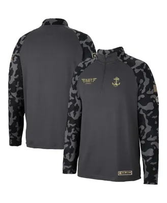 Men's Colosseum Charcoal Navy Midshipmen Oht Military-Inspired Appreciation Long Range Raglan Quarter-Zip Jacket