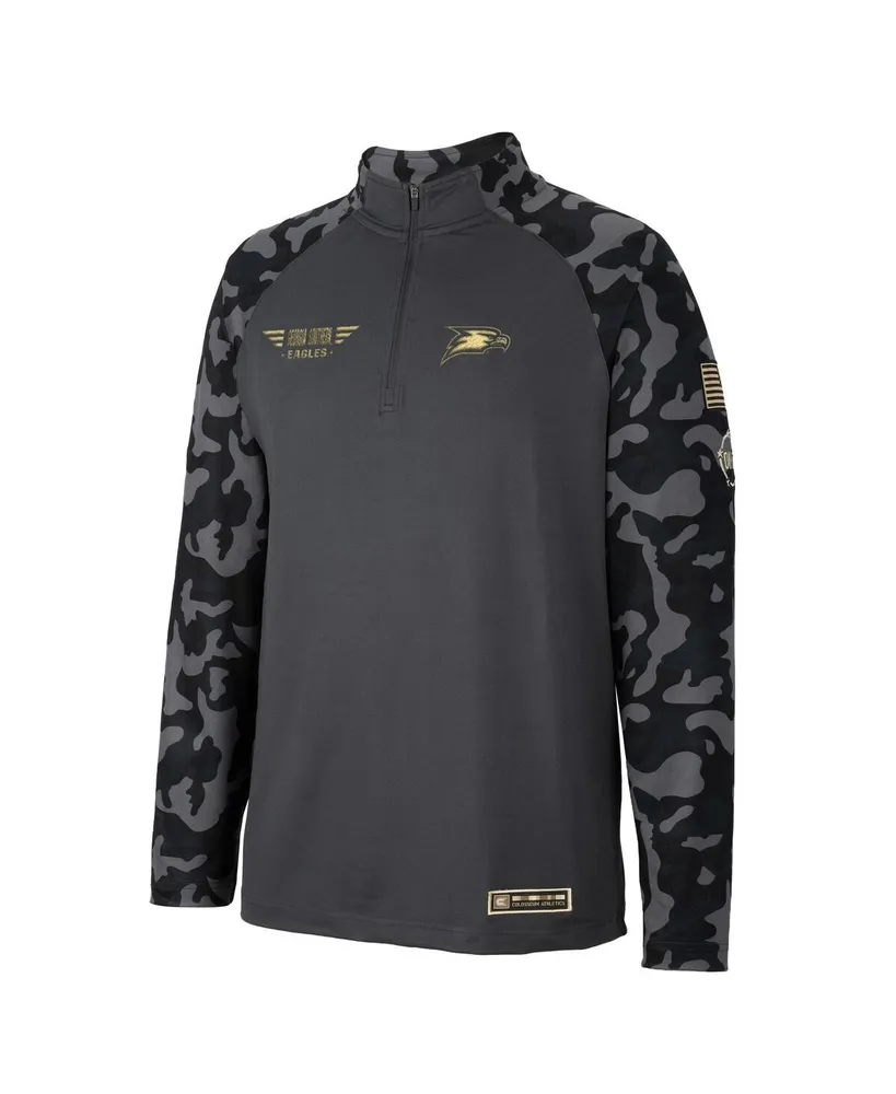 Men's Colosseum Charcoal Georgia Southern Eagles Oht Military-Inspired Appreciation Long Range Raglan Quarter-Zip Jacket