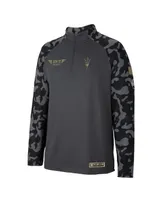 Men's Colosseum Charcoal Arizona State Sun Devils Oht Military-Inspired Appreciation Long Range Raglan Quarter-Zip Jacket