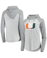 Women's Colosseum Heathered Gray, White Miami Hurricanes Gloria Raglan Long Sleeve Hoodie T-shirt