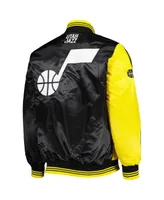 Men's Starter Gold, Black Utah Jazz Fast Break Satin Full-Snap Jacket