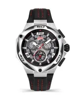 Ducati Corse Men's Motore Chronograph Collection Timepiece Black Genuine Leather Strap Watch