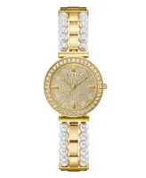 Guess Women's Gold-Tone Glitz Stainless Steel Bracelet Watch, 30mm - Gold