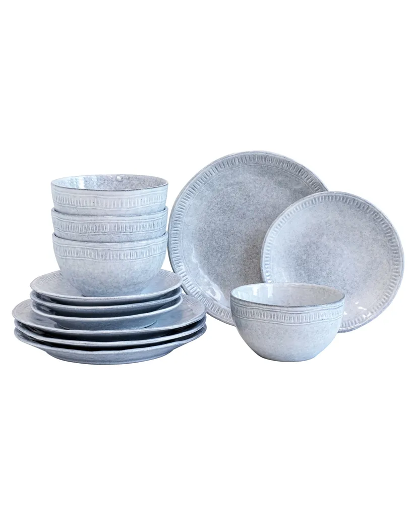 over&back Ridge Rim 12 Piece Dinnerware Set, Service of 4