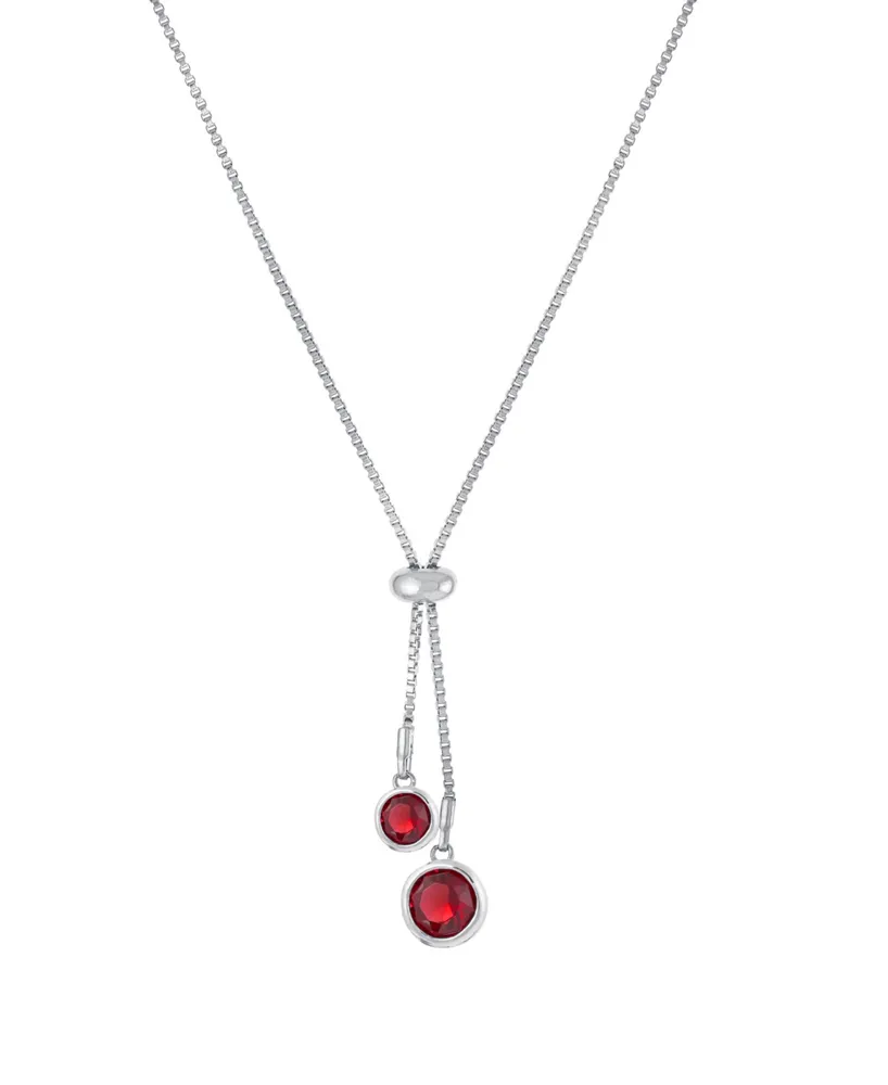 Macy's Crystal 30" Adjustable Box Chain Necklace (13/50 ct. t.w.) in Fine Silver Plated Brass