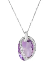 Amethyst (9 ct. t.w.) & Cubic Zirconia (1/3 18" Pendant Necklace Sterling Silver