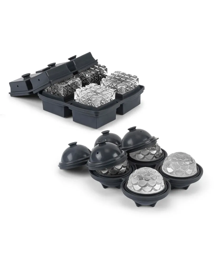 W & P Cocktail Ice Tray Set: Petal + Crystal Charcoal