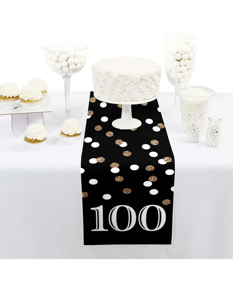 Adult 100th Birthday - Gold - Petite Party Paper Table Runner - 12 x 60 inches