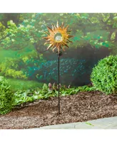Evergreen Garden Outdoor Decor Solar Garden Stake w Crackle Glass Globe, Sun
