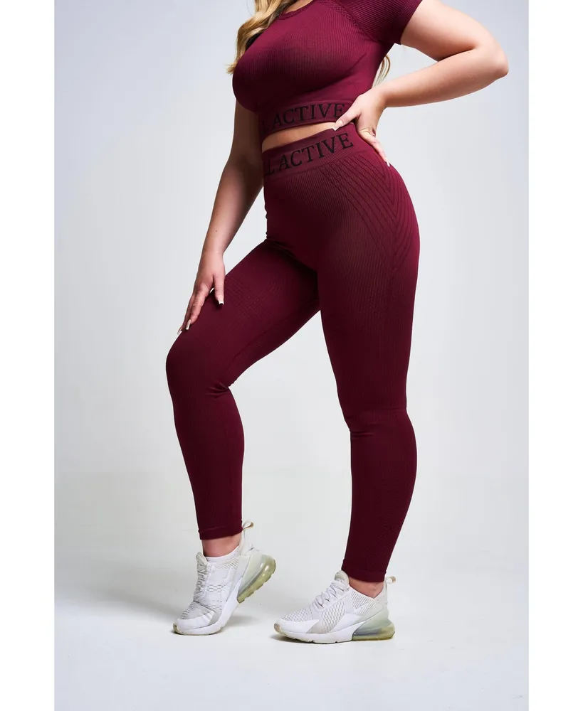 Twill Active Women's Avira Panel recycled Seamless Legging - Burgundy