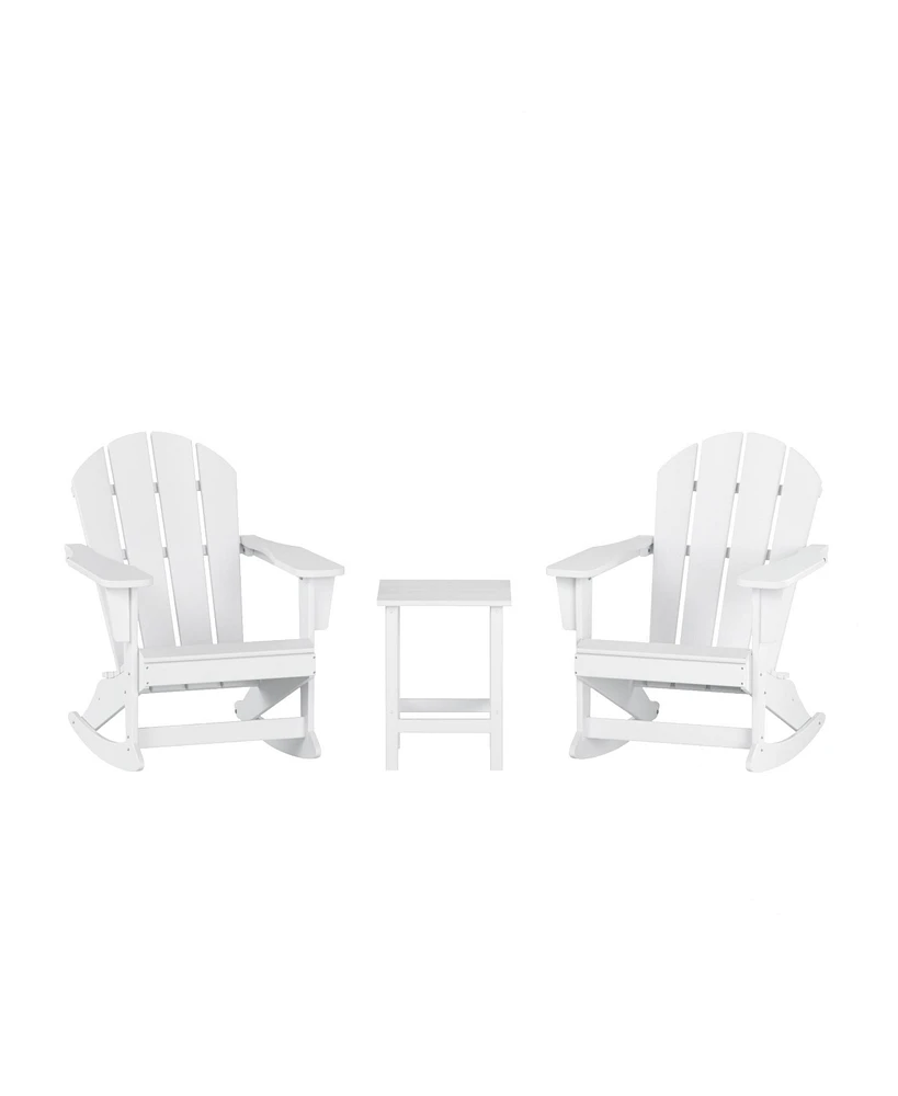 WestinTrends 3 Piece set Outdoor Patio Poly Adirondack rocking chairs with side table