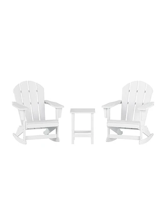 WestinTrends 3 Piece set Outdoor Patio Poly Adirondack rocking chairs with side table