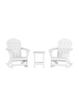 WestinTrends 3 Piece set Outdoor Patio Poly Adirondack rocking chairs with side table