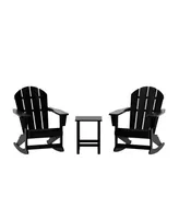 WestinTrends 3 Piece set Outdoor Patio Poly Adirondack rocking chairs with side table