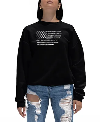 La Pop Art Women's Glory Hallelujah Flag Word Crewneck Sweatshirt