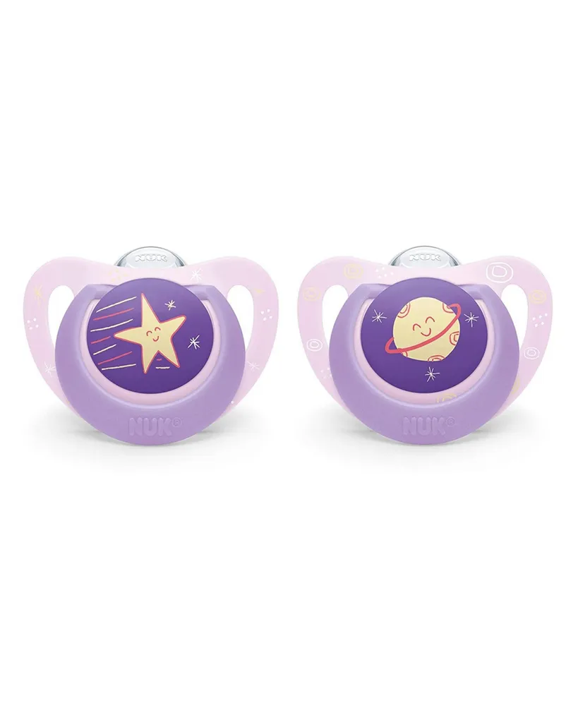Nuk Orthodontic Pacifiers, 0-6 Months, Space Pink, 2 Pack - Assorted Pre