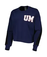 Women's Gameday Couture Navy Michigan Wolverines Back To Reality Colorblock Pullover Sweatshirt