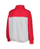 Women's Heather Gray, Scarlet Ohio State Buckeyes Plus Sideline to Quarter-Zip Top