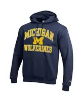 Men's Champion Navy Michigan Wolverines High Motor Pullover Hoodie