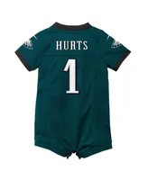 Newborn and Infant Boys Girls Nike Jalen Hurts Midnight Green Philadelphia Eagles Game Romper Jersey