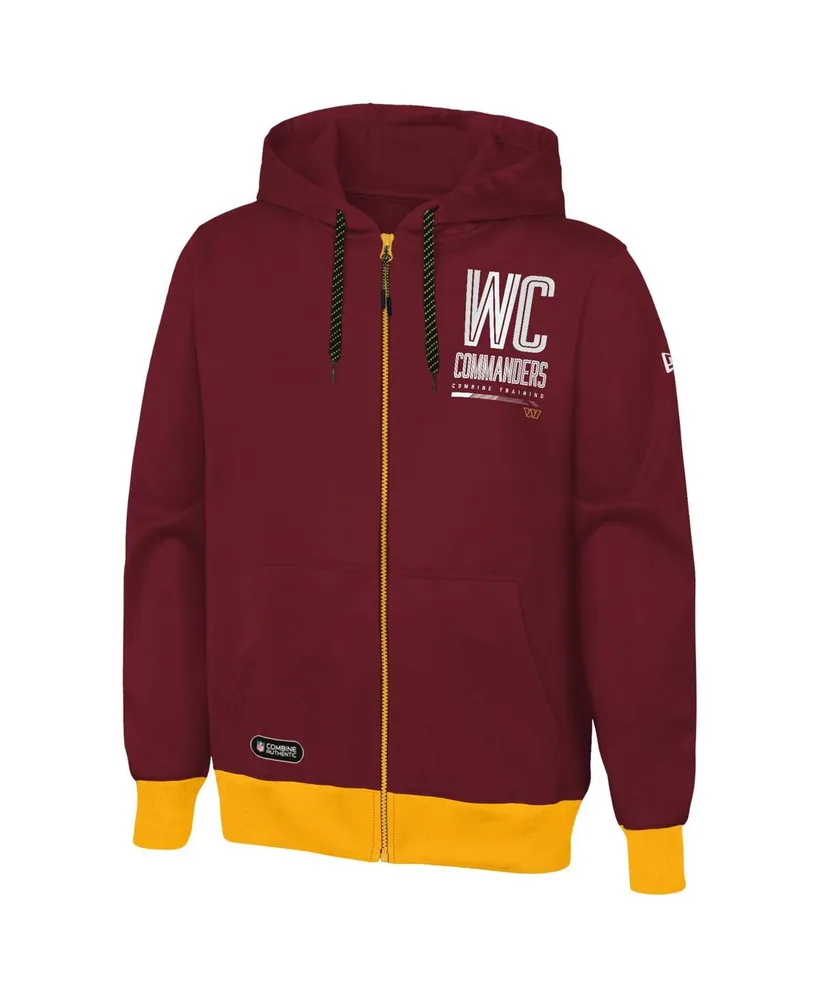 Men's New Era Burgundy Washington Commanders Combine Authentic Drop Back Full-Zip Hoodie