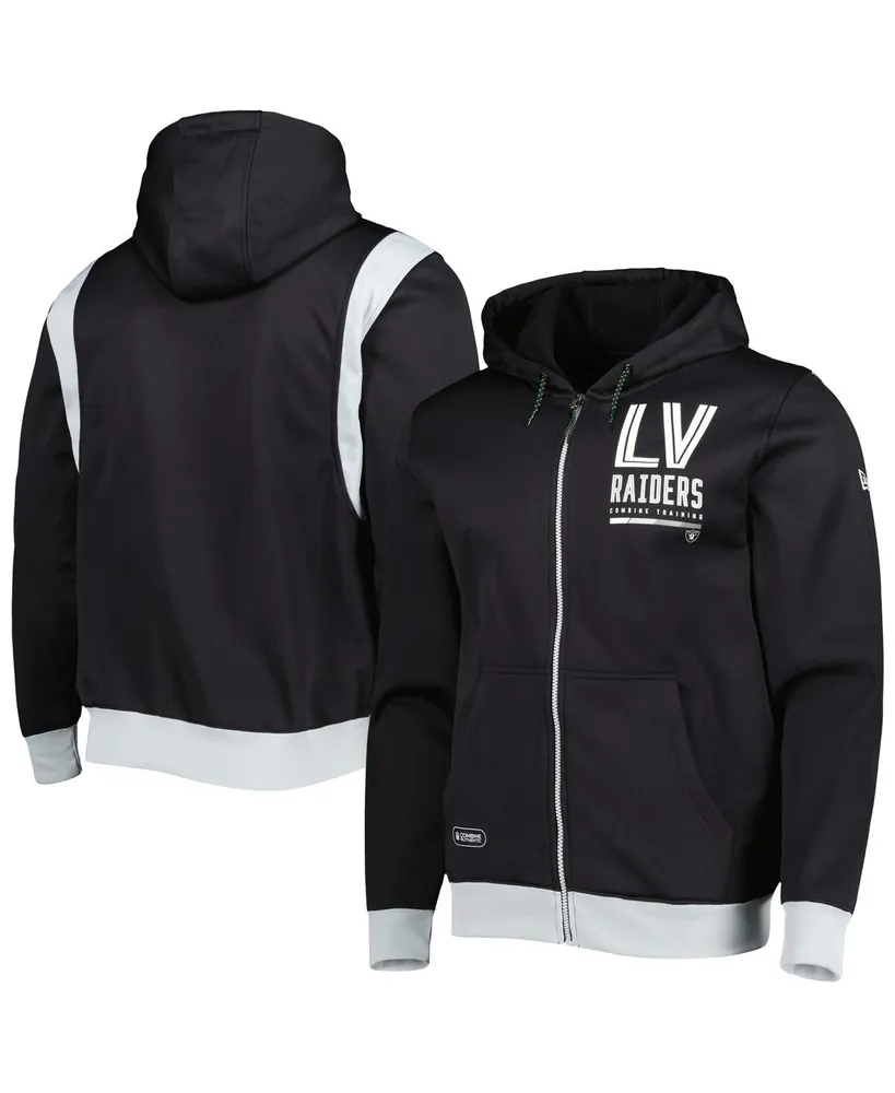 Men's New Era Black Las Vegas Raiders Combine Authentic Drop Back Full-Zip Hoodie