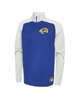 Men's New Era Royal Los Angeles Rams Combine Authentic O-Line Raglan Half-Zip Jacket