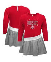 Little Girls Scarlet Ohio State Buckeyes Heart to French Terry Dress