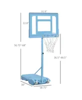 Soozier 56.75"-68" Height Adjustable Pool Basketball w/Sand Base, Blue