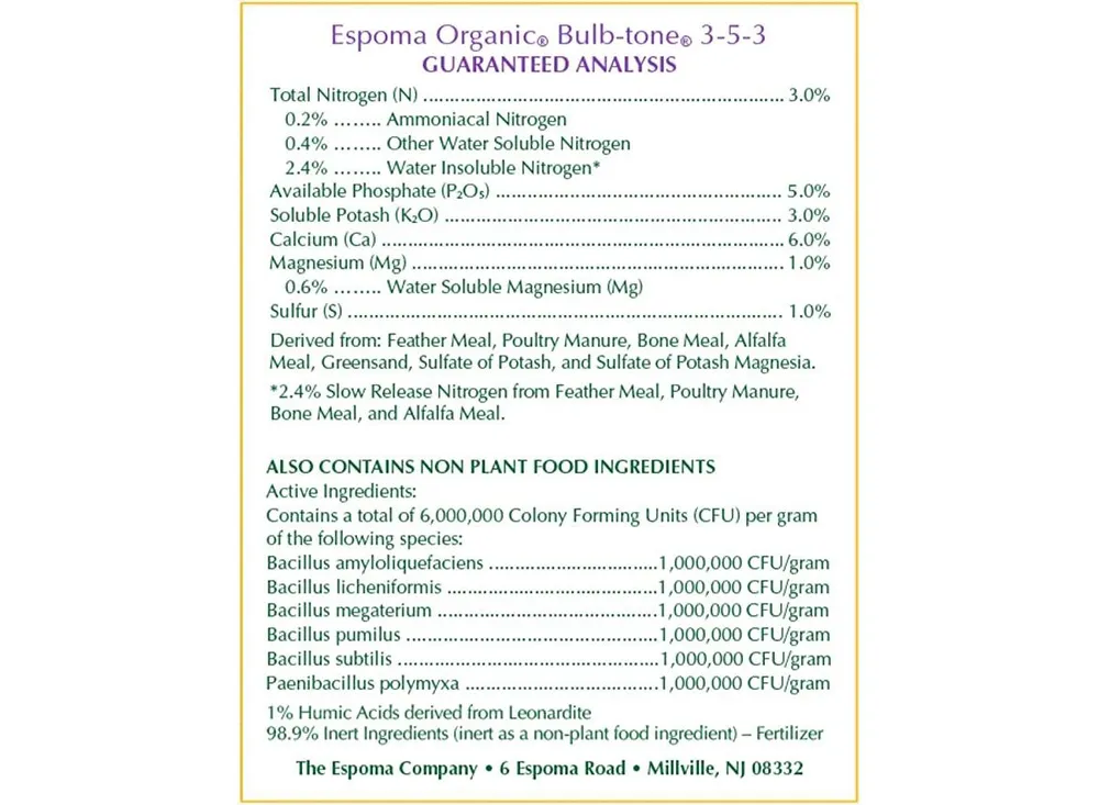Espoma BT18 Organic Bulb-tone 3-5-3, 18 Lb Bag