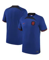 Men's Nike Blue Netherlands National Team 2022/23 Away Breathe Stadium Replica Blank Jersey