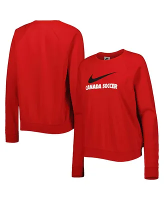 Women's Nike Red Canada Soccer Lockup Varsity Raglan Pullover Sweatshirt