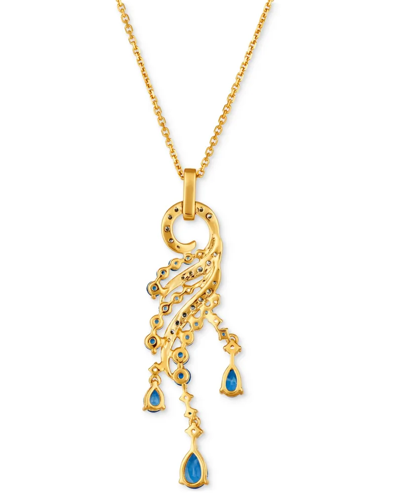 Le Vian Multi-Gemstone (1-5/8 ct. t.w.) & Diamond (1/3 ct. t.w.) Swirl Pendant Necklace in 14k Gold, 18" + 2" extender