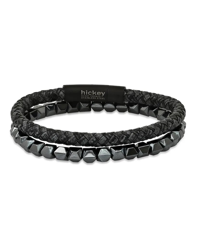 hickey by Hickey Freeman Studded Faceted Hematite Beaded Stretch Bracelet, 2 Piece Set