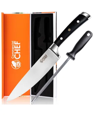 Commercial Chef Professional 8" Chef Knife with Sharpener