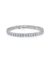 Genevive Sterling Silver Square Cubic Zirconia Stylish Tennis Bracelet