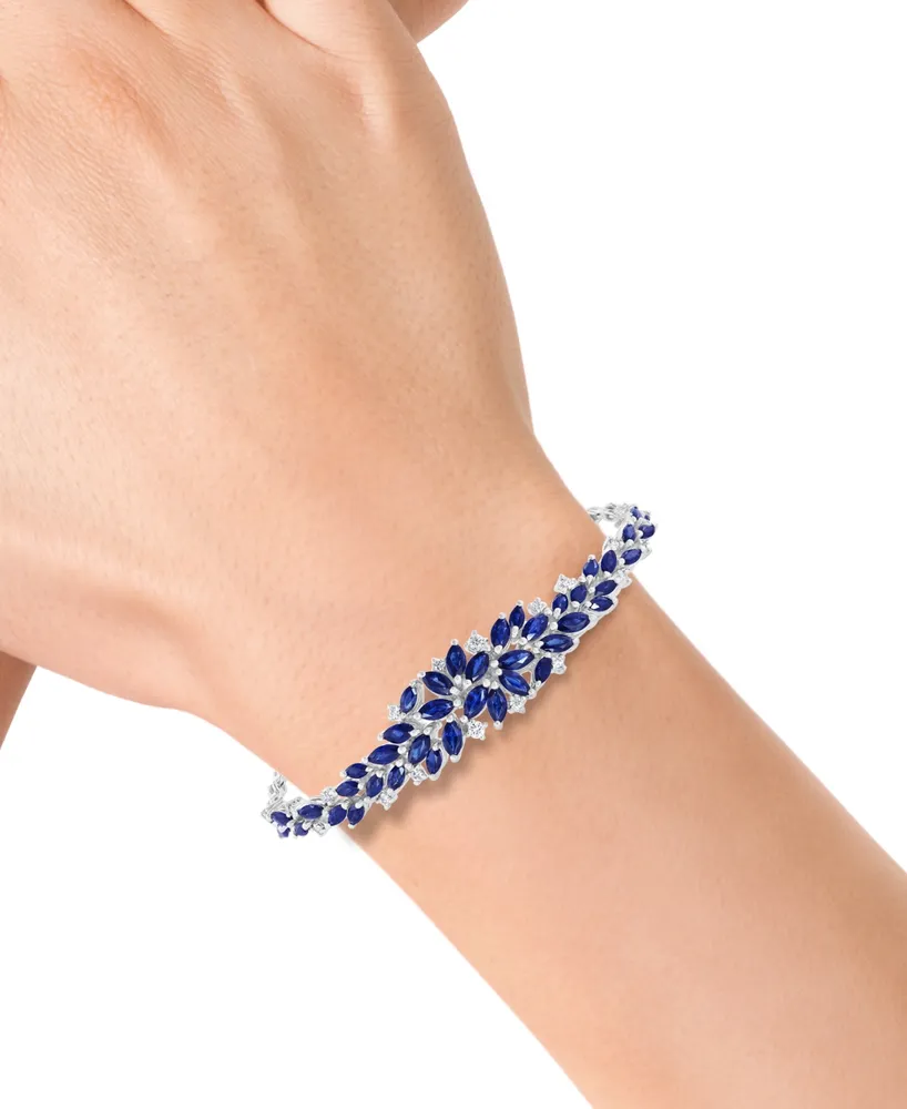 Effy Sapphire (6 ct. t.w.) & Diamond (1/4 ct. t.w.) Statement Bracelet in 14k White Gold