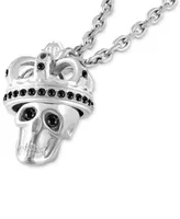 Philipp Plein Stainless Steel 3D Crowned $kull Cable Chain 29-1/2" Pendant Necklace