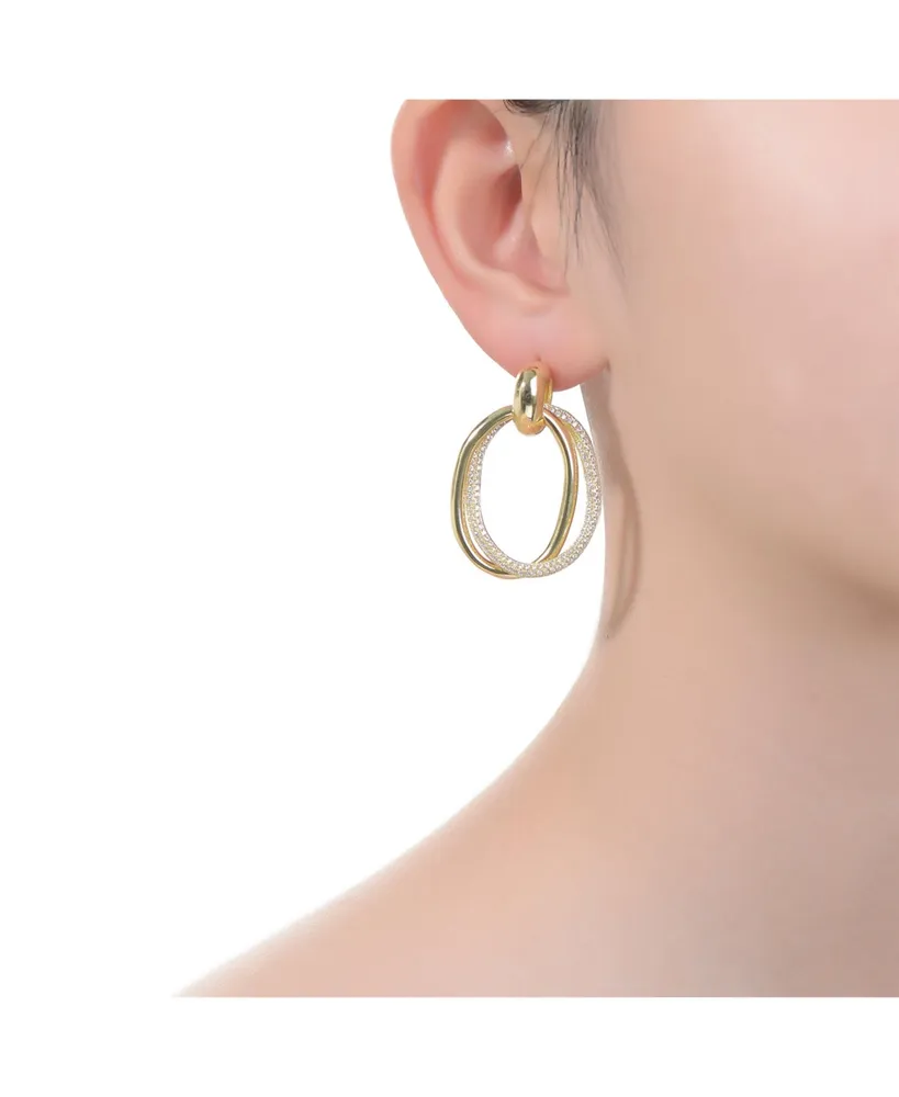 Rachel Glauber 14K Gold Plated Cubic Zirconia Stud Earrings