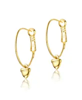 Rachel Glauber 14K Gold Plated Cubic Zirconia Heart Hoop Earrings