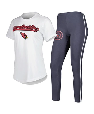 Women's Concepts Sport White, Charcoal Arizona Cardinals Sonata T-shirt and Leggings Sleep Set