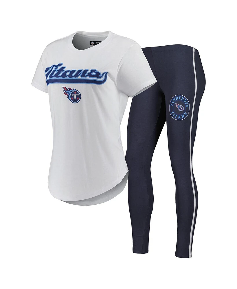 Women's Concepts Sport White, Charcoal Tennessee Titans Sonata T-shirt and Leggings Sleep Set